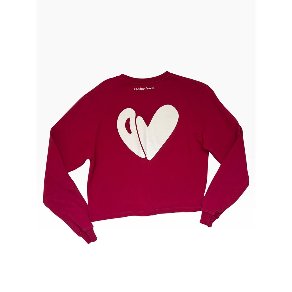 Outdoor Voices Doing Things Heart Graphic Sweatshirt Red Small - Picture 2 of 5